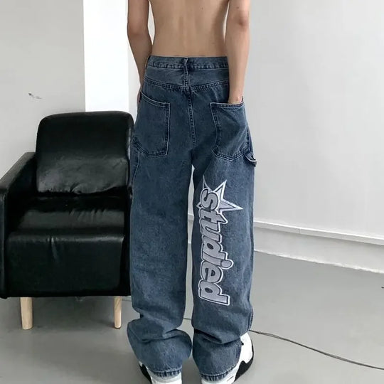 Star Shine Embroidered Jeans – Unisex Relaxed Denim Fit