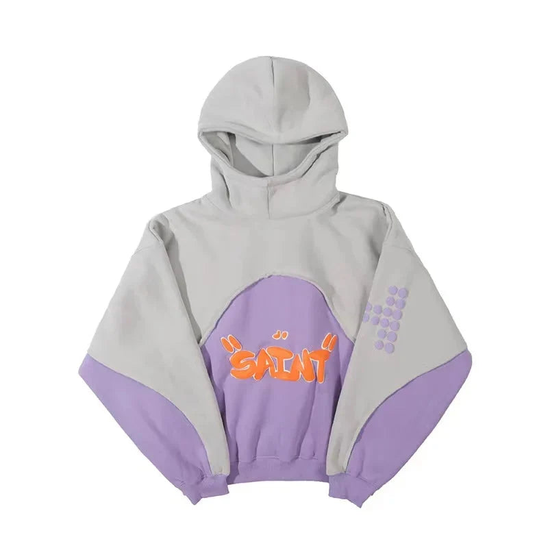 Foam Graphic Hoodie – Men's Baggy Stitch Detail Pullover
