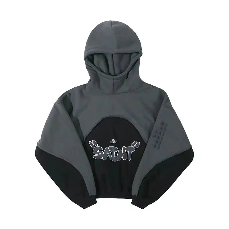 Foam Graphic Hoodie – Men's Baggy Stitch Detail Pullover