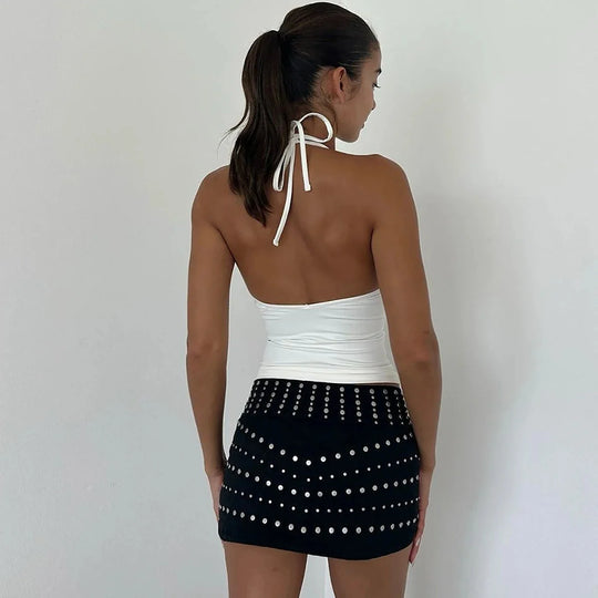 Stoned Heart Halter Top – Women's Backless Statement Top