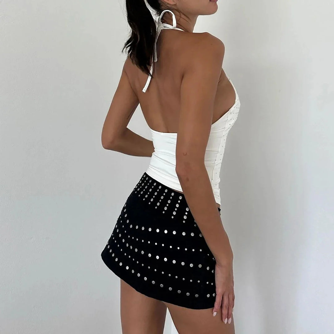 Stoned Heart Halter Top – Women's Backless Statement Top