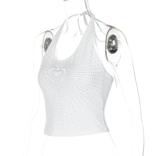 Stoned Heart Halter Top – Women's Backless Statement Top