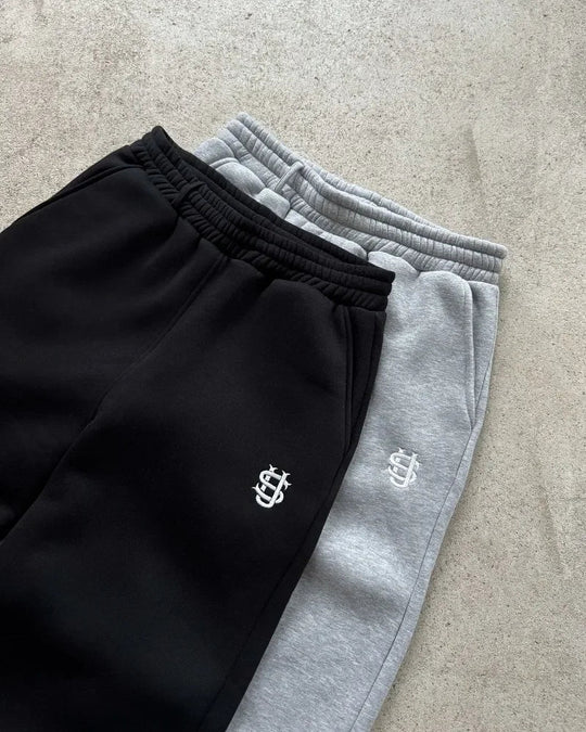 Embroidered Straight-Leg Joggers – Unisex Baggy Fleece Sweatpants