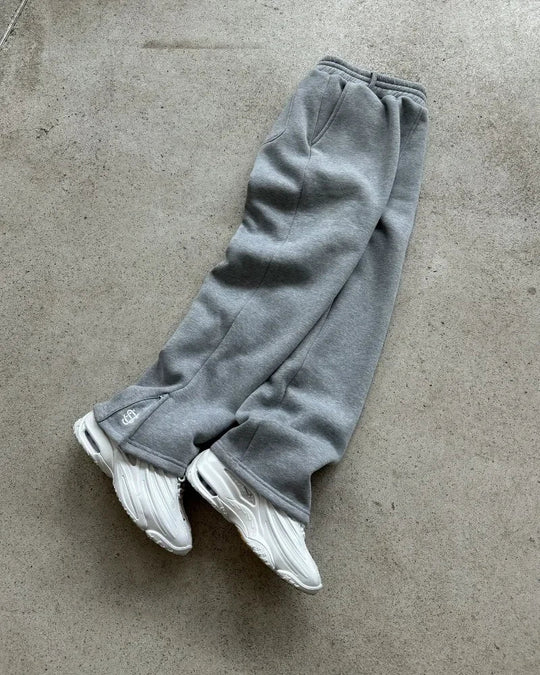 Embroidered Straight-Leg Joggers – Unisex Baggy Fleece Sweatpants