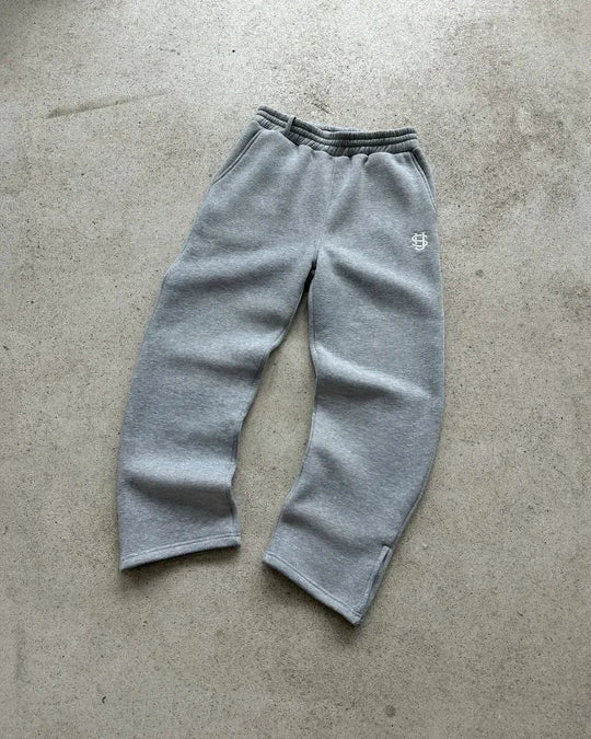 Embroidered Straight-Leg Joggers – Unisex Baggy Fleece Sweatpants