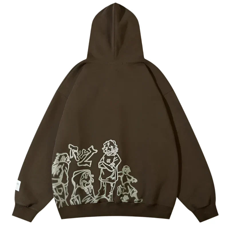 Cartoon Graphic Hoodie – Unisex Baggy Relaxed Fit