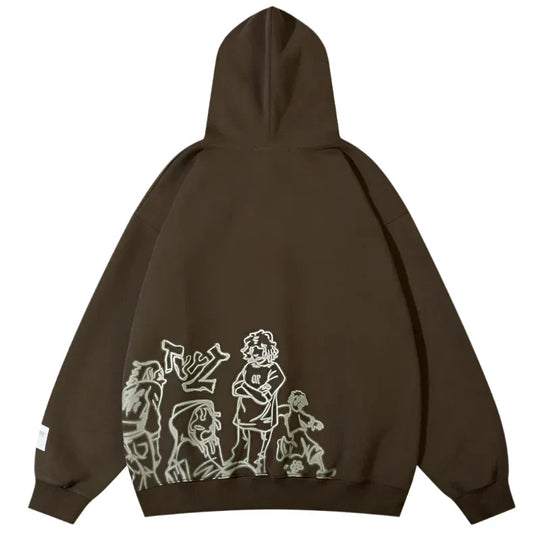 Cartoon Graphic Hoodie – Unisex Baggy Relaxed Fit