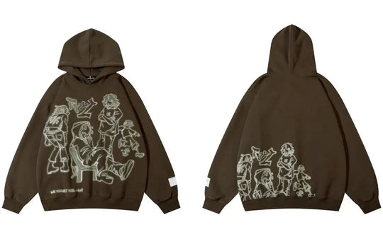Cartoon Graphic Hoodie – Unisex Baggy Relaxed Fit