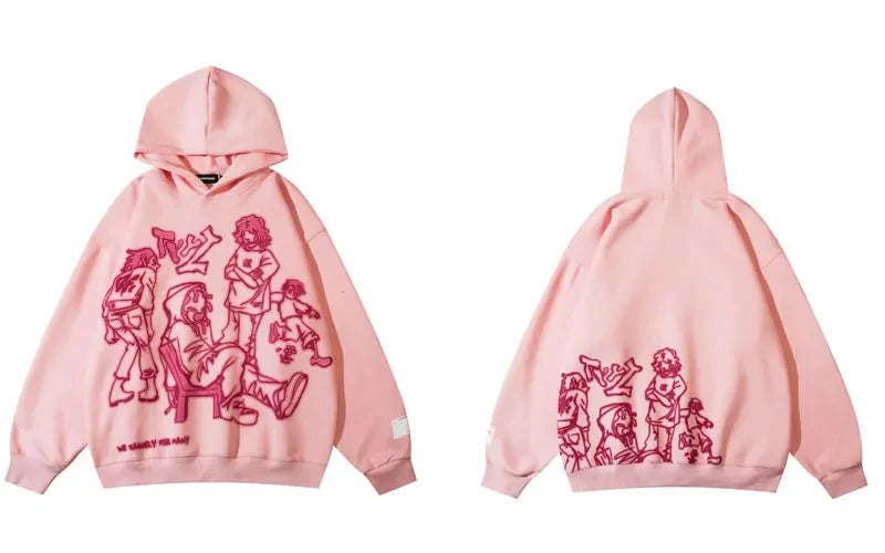 Cartoon Graphic Hoodie – Unisex Baggy Relaxed Fit