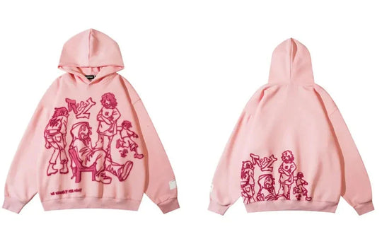 Cartoon Graphic Hoodie – Unisex Baggy Relaxed Fit