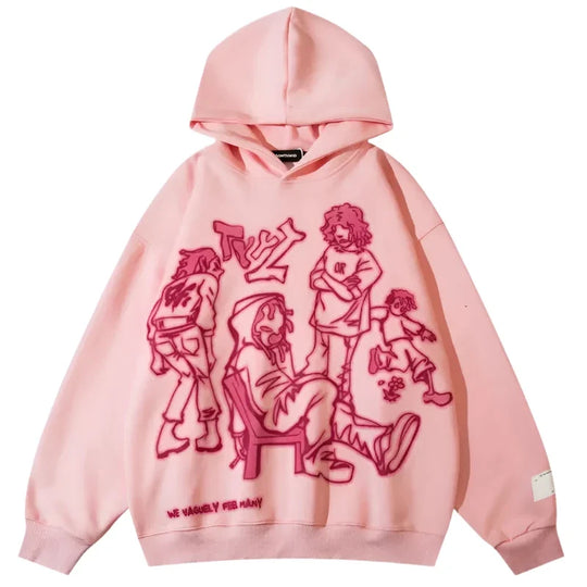 Cartoon Graphic Hoodie – Unisex Baggy Relaxed Fit