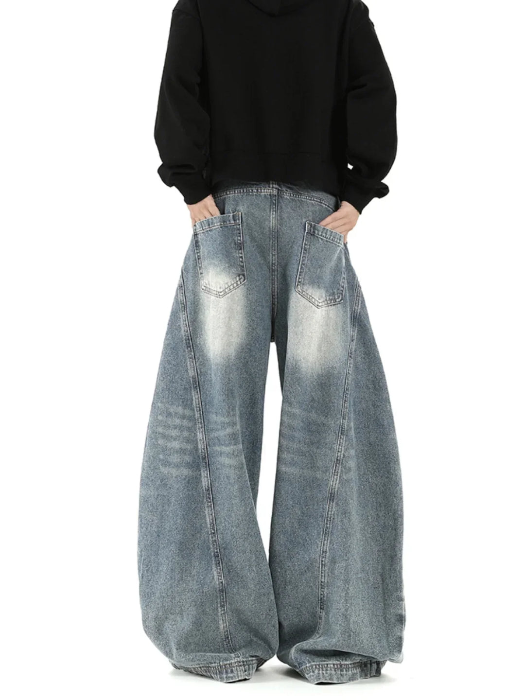 Super Wide-Leg Denim Jeans – Unisex Baggy Flowing Fit