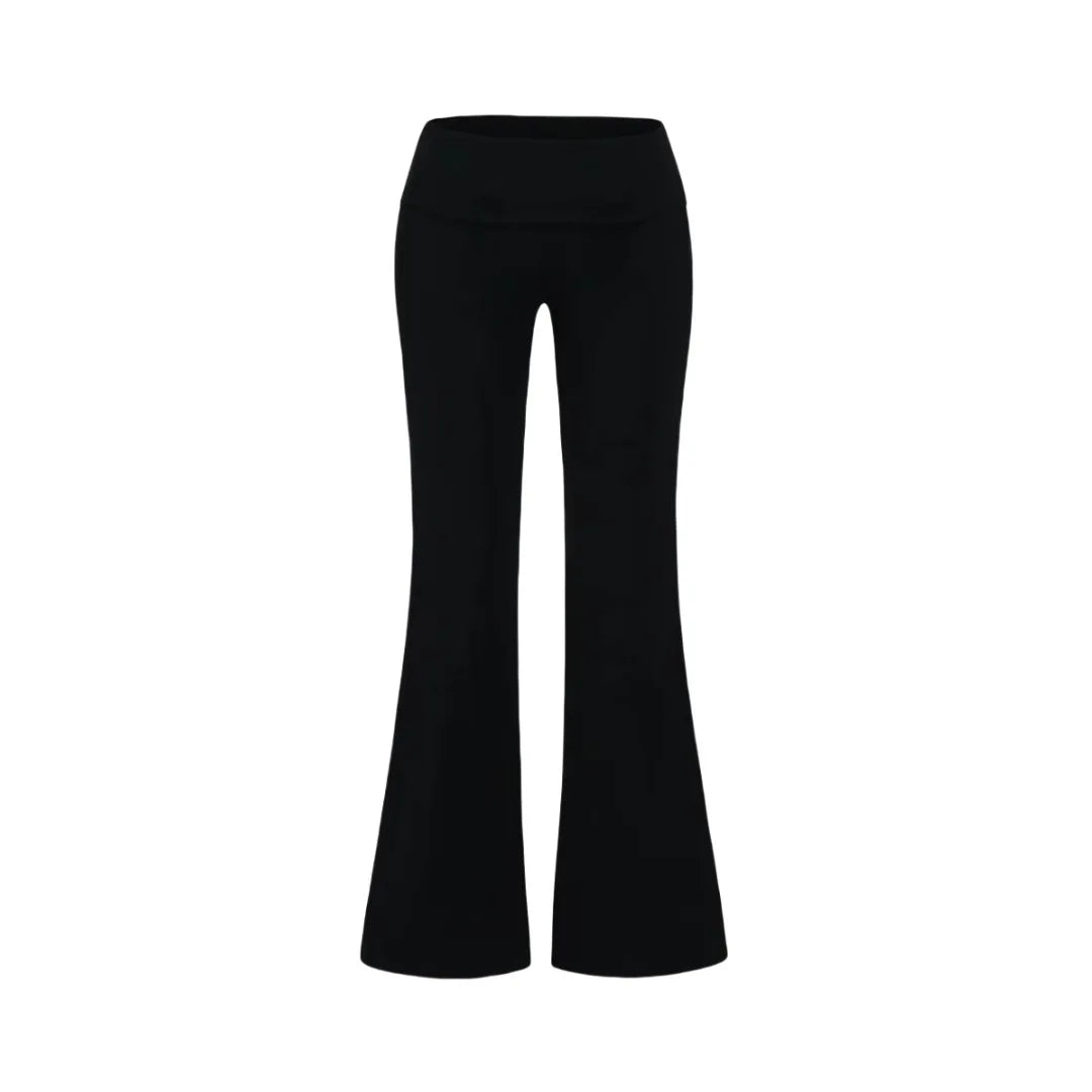 Folded Waist Flared Joggers – Women's Low-Rise Cotton Sweatpants