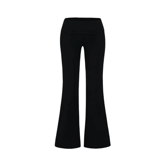 Folded Waist Flared Joggers – Women's Low-Rise Cotton Sweatpants