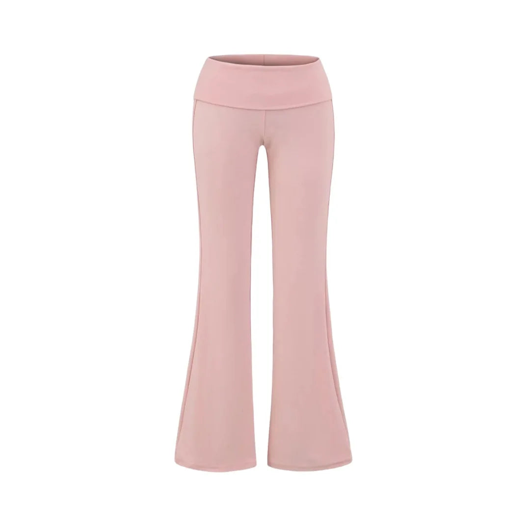 Folded Waist Flared Joggers – Women's Low-Rise Cotton Sweatpants