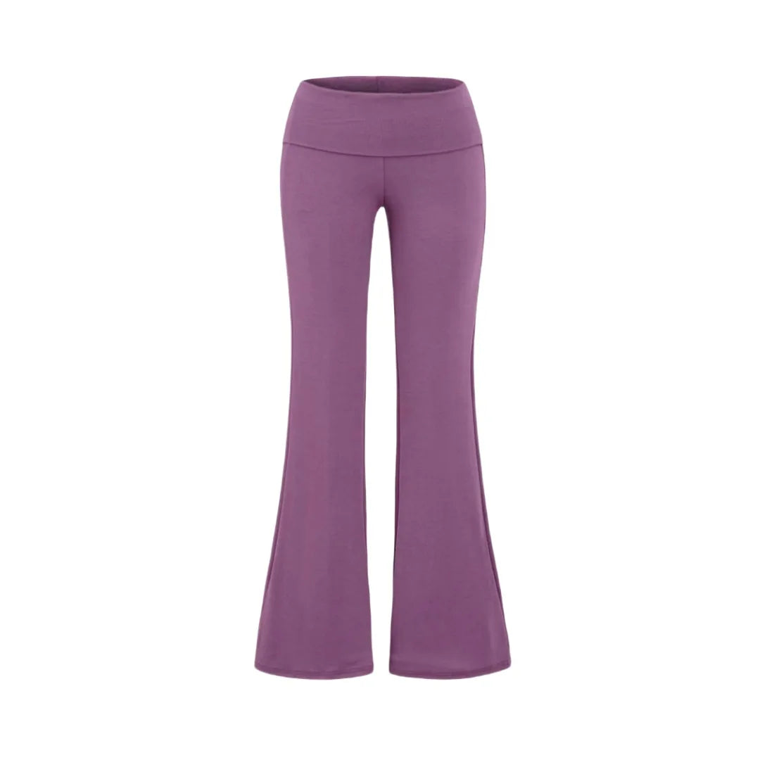 Folded Waist Flared Joggers – Women's Low-Rise Cotton Sweatpants