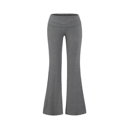 Folded Waist Flared Joggers – Women's Low-Rise Cotton Sweatpants