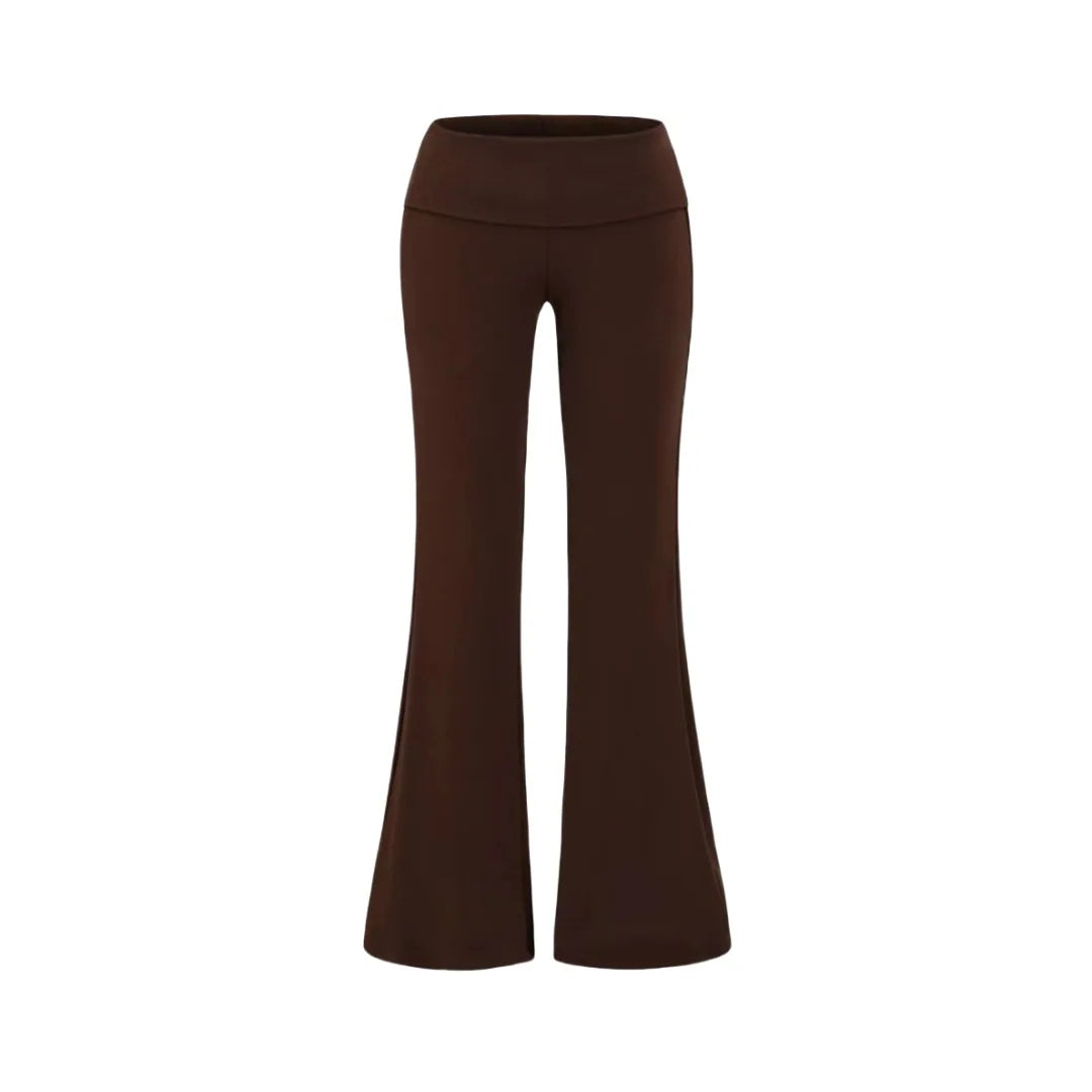 Folded Waist Flared Joggers – Women's Low-Rise Cotton Sweatpants