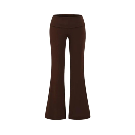 Folded Waist Flared Joggers – Women's Low-Rise Cotton Sweatpants