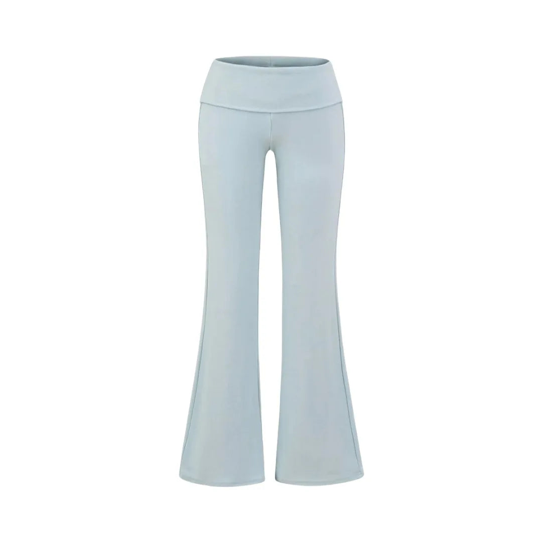 Folded Waist Flared Joggers – Women's Low-Rise Cotton Sweatpants