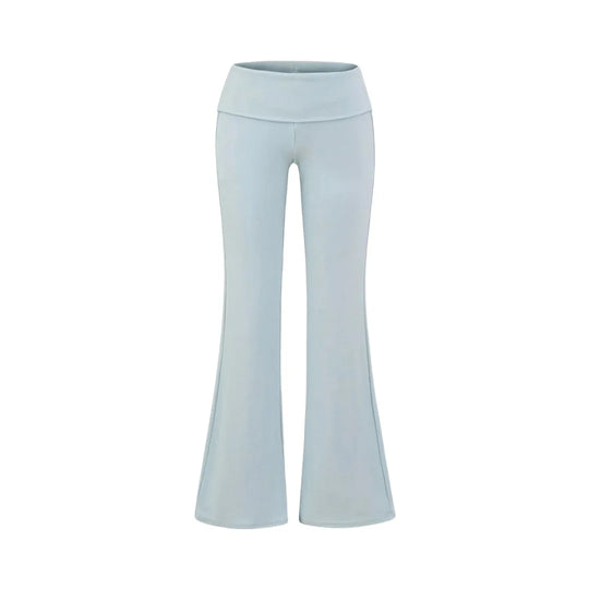 Folded Waist Flared Joggers – Women's Low-Rise Cotton Sweatpants