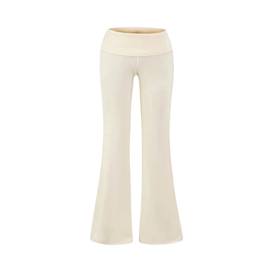 Folded Waist Flared Joggers – Women's Low-Rise Cotton Sweatpants