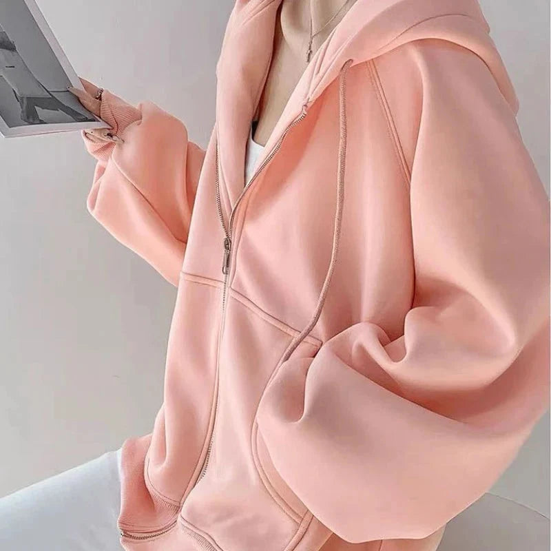 Lightweight Zip-Up Hoodie – Women's Thin Relaxed Fit