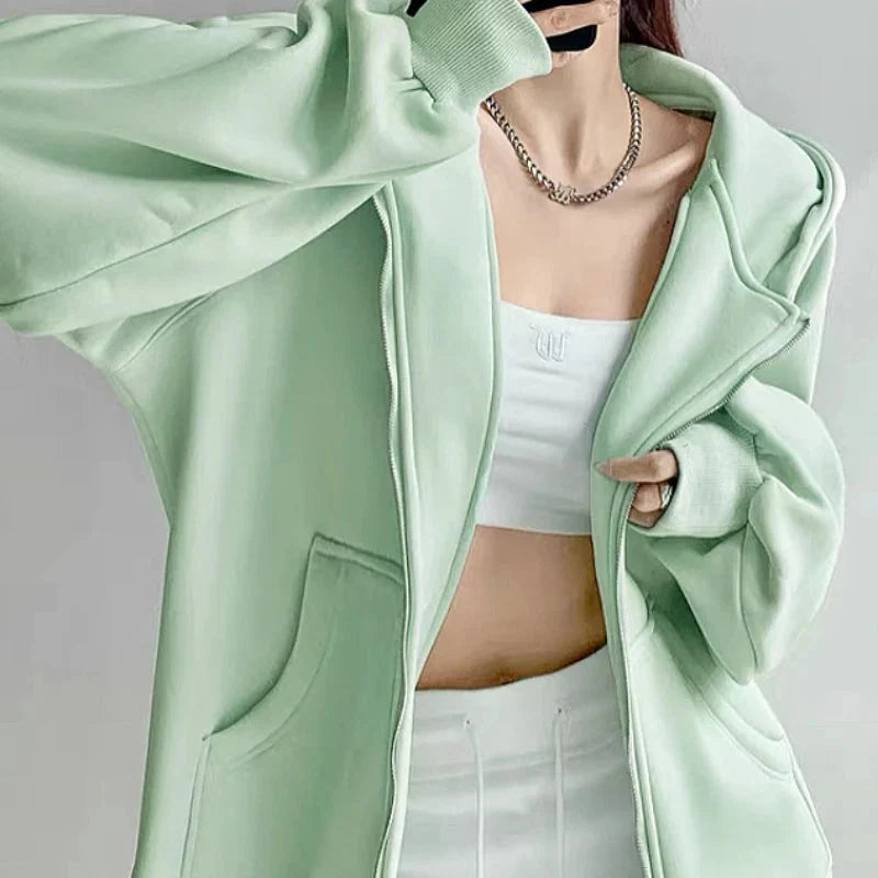 Lightweight Zip-Up Hoodie – Women's Thin Relaxed Fit