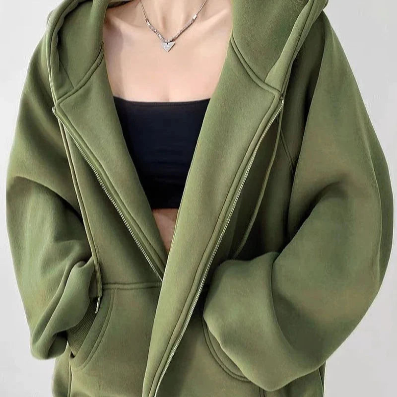 Lightweight Zip-Up Hoodie – Women's Thin Relaxed Fit