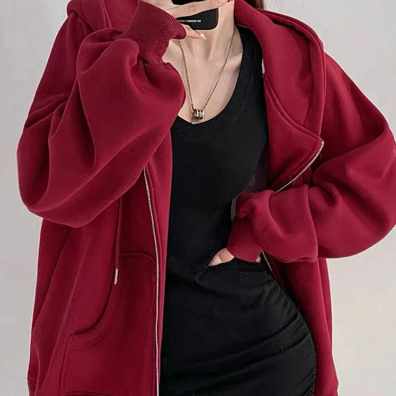 Lightweight Zip-Up Hoodie – Women's Thin Relaxed Fit
