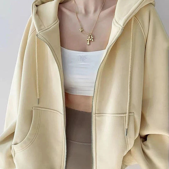 Lightweight Zip-Up Hoodie – Women's Thin Relaxed Fit