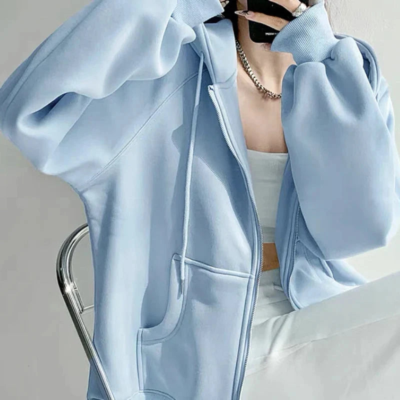 Lightweight Zip-Up Hoodie – Women's Thin Relaxed Fit