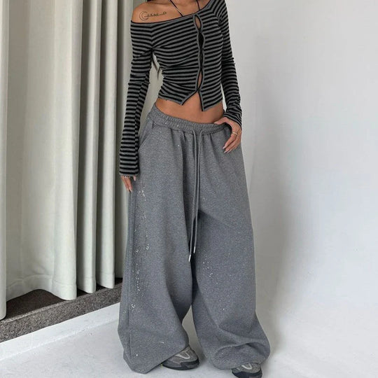 Tribal Rhinestone Joggers – Women's Oversized Wide-Leg Sweatpants