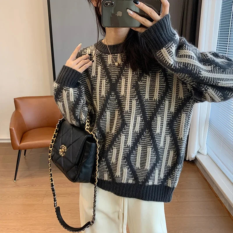 Vintage Knit Jumper – Women's Oversized Baggy Sweater