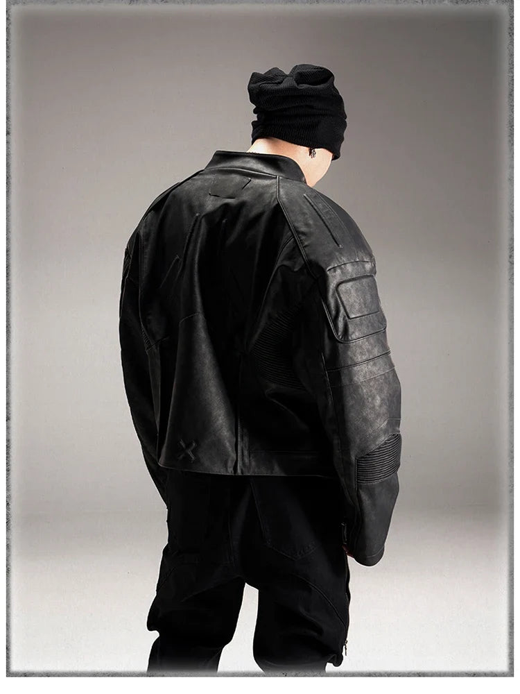Distressed Leather Jacket – Men's Cropped Vintage Coat
