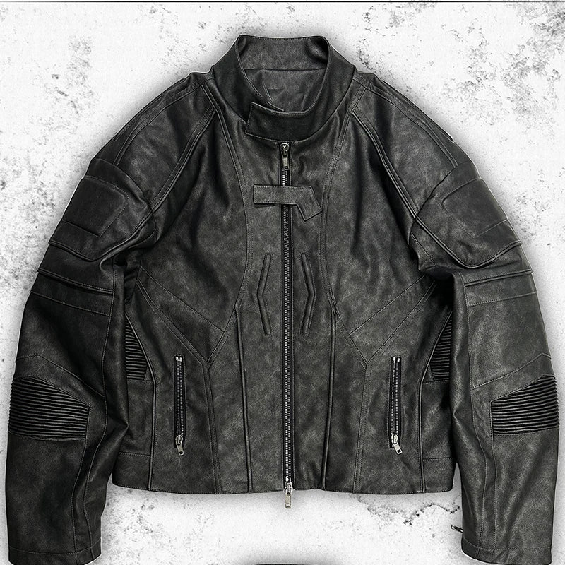 Distressed Leather Jacket – Men's Cropped Vintage Coat