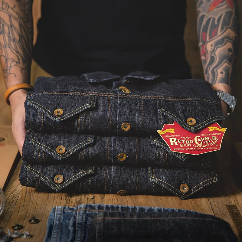 Washed Denim Jacket – Men's Vintage Structured Coat