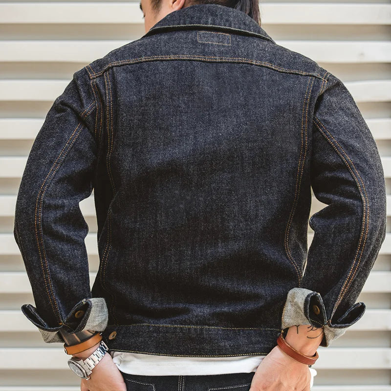Washed Denim Jacket – Men's Vintage Structured Coat