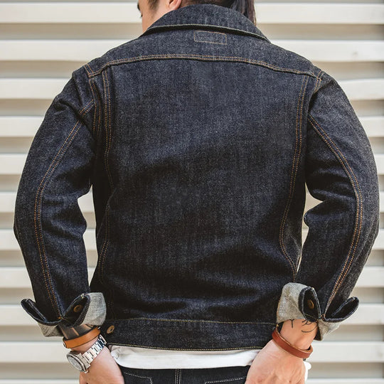 Washed Denim Jacket – Men's Vintage Structured Coat
