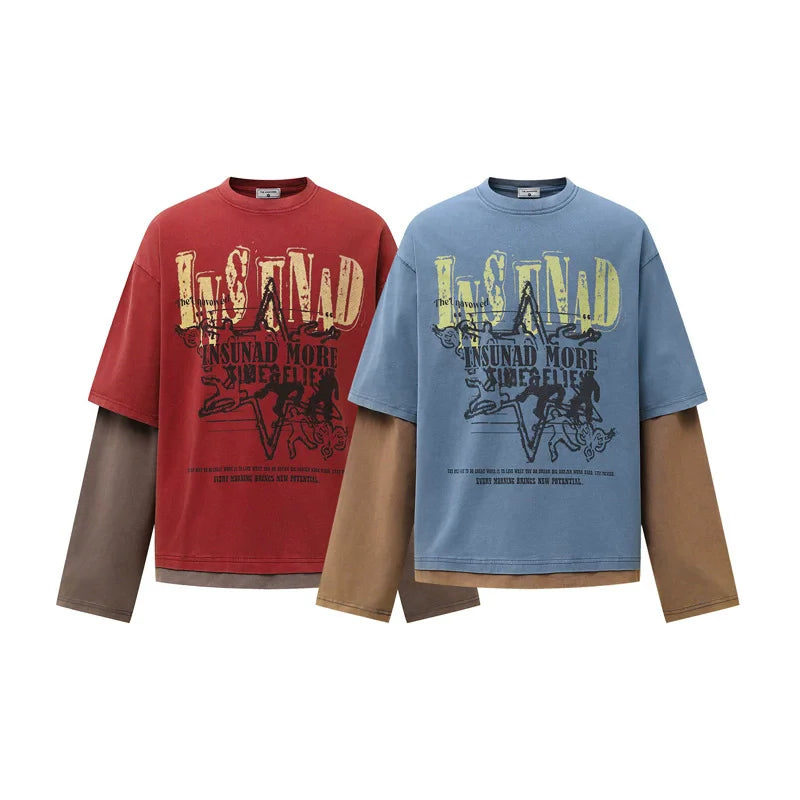 Western Graphic Mock Layered Top – Unisex Long Sleeve T-Shirt