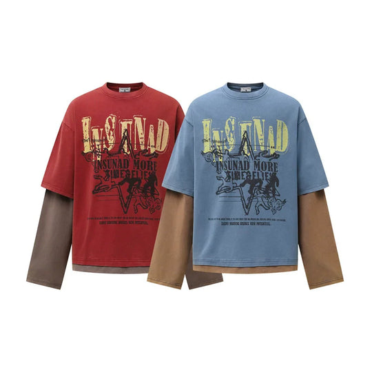 Western Graphic Mock Layered Top – Unisex Long Sleeve T-Shirt