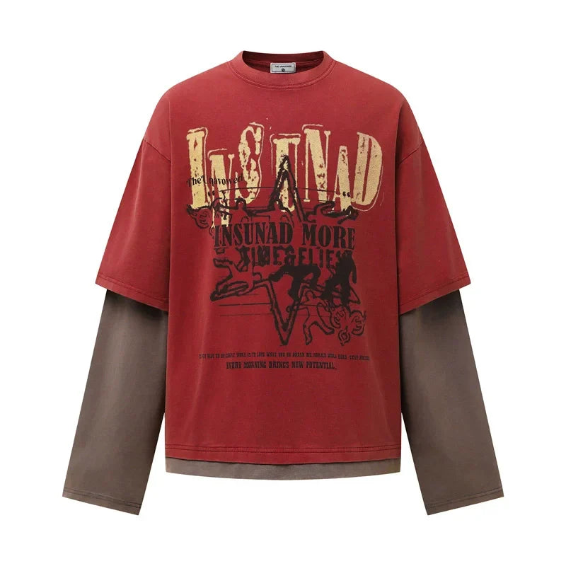 Western Graphic Mock Layered Top – Unisex Long Sleeve T-Shirt