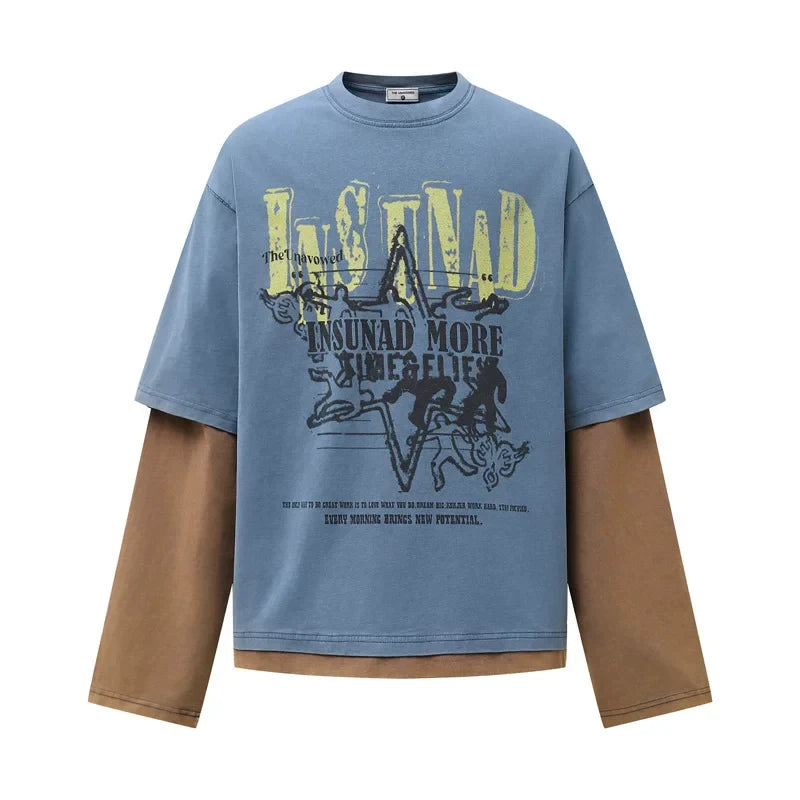 Western Graphic Mock Layered Top – Unisex Long Sleeve T-Shirt