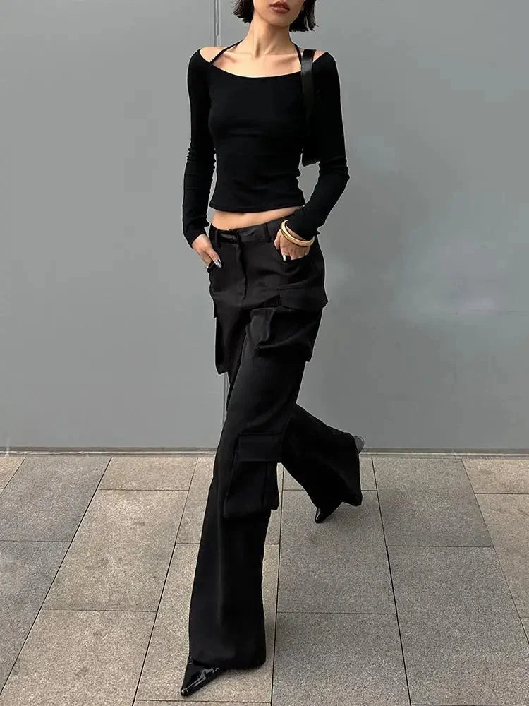 Cold Shoulder Long Sleeve Top – Women's Cut-Out Fitted Top