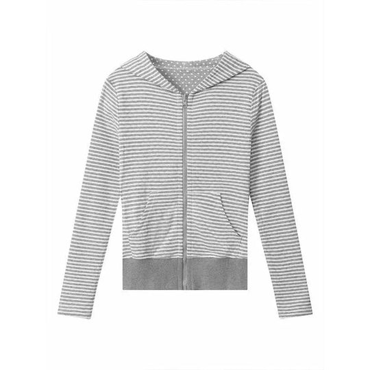 Striped Zip-Up Hoodie – Women's Slim Fit Cropped