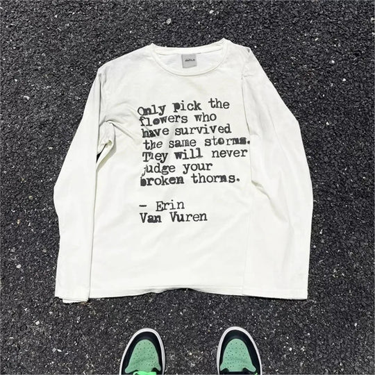 Quote Graphic Long Sleeve Top – Unisex Washed T-Shirt