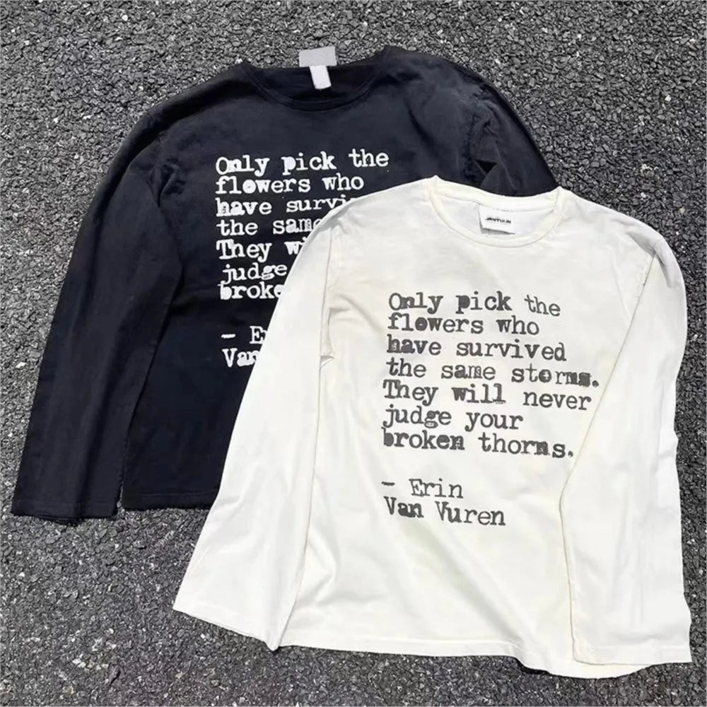 Quote Graphic Long Sleeve Top – Unisex Washed T-Shirt