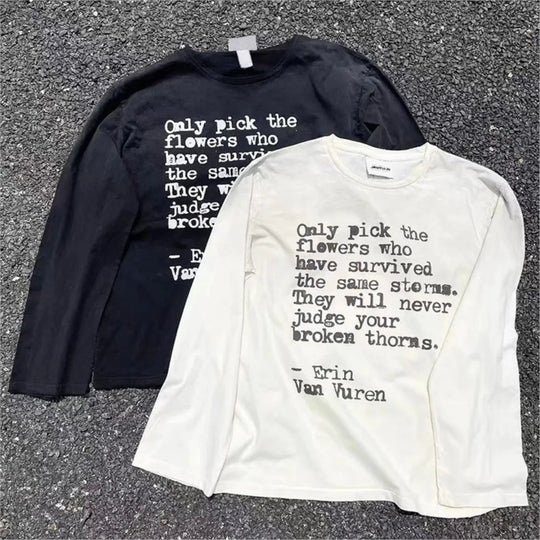 Quote Graphic Long Sleeve Top – Unisex Washed T-Shirt