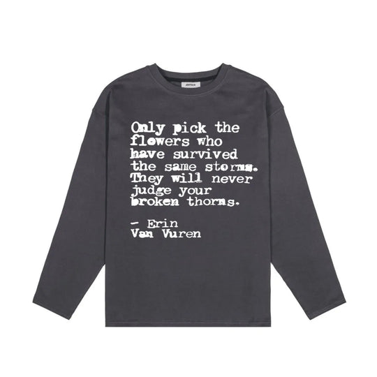 Quote Graphic Long Sleeve Top – Unisex Washed T-Shirt