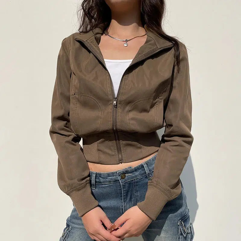Cropped Zip-Up Jacket – Women's Lightweight Layering Coat